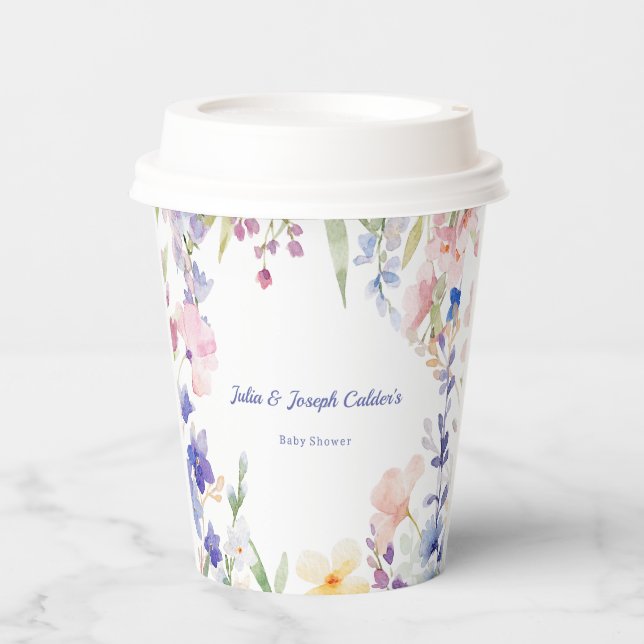 Baby in Bloom Wildblume Babydusche Dekoration Pappbecher (Vorderseite)