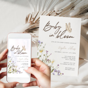 Baby in Bloom Wildblume Babydusche Einladung