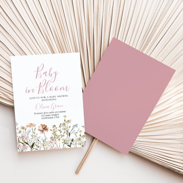 Baby in Bloom Wildblume Babydusche Einladung (Von Creator hochgeladen)