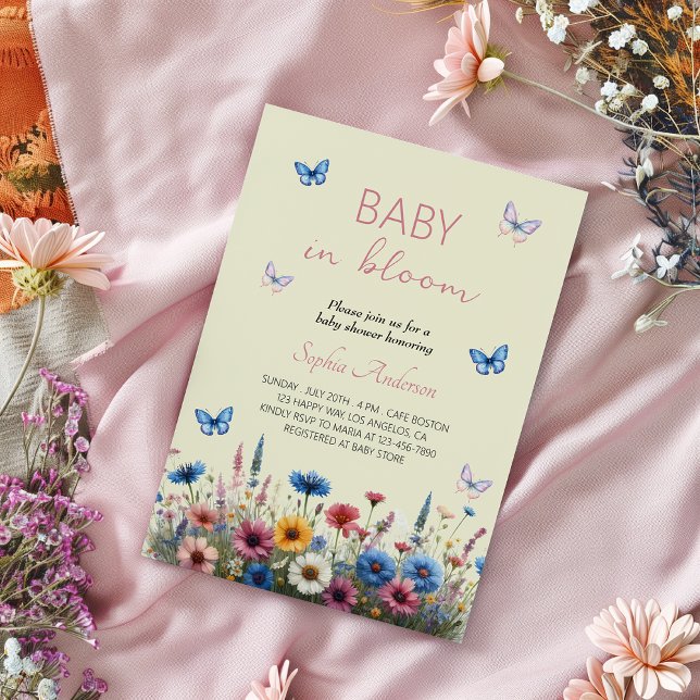 Baby in Bloom Wildblume Babydusche - elegant Einladung (Von Creator hochgeladen)
