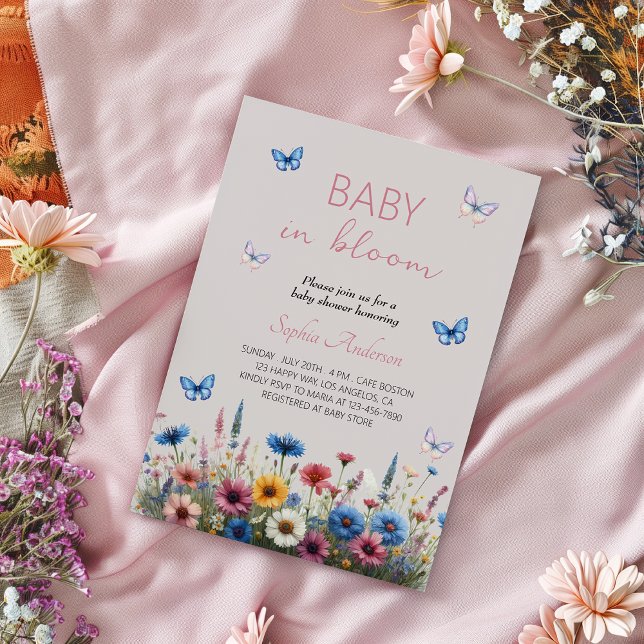 Baby in Bloom Wildblume Babydusche - elegant Einladung (Von Creator hochgeladen)