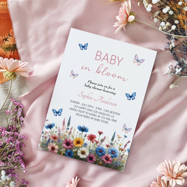 Baby in Bloom Wildblume Babydusche - elegant Einladung (Von Creator hochgeladen)