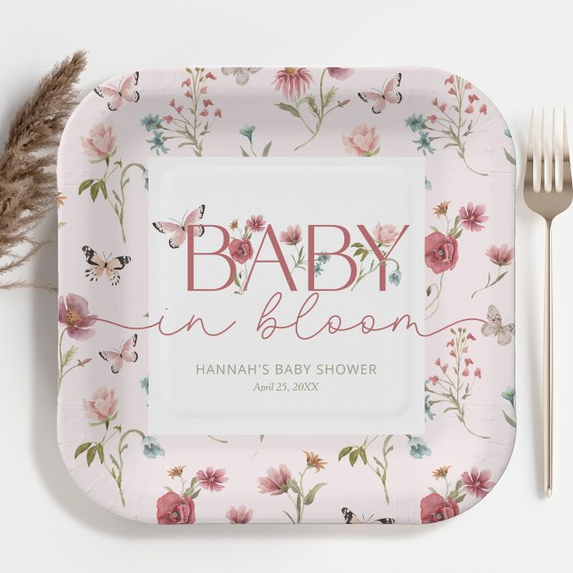 Baby in Bloom Wildblume Babydusche Pappteller (Von Creator hochgeladen)