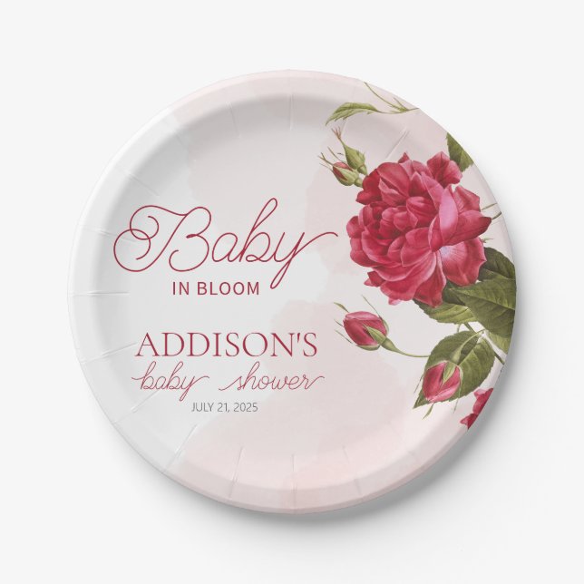 Baby in Bloom Wildblume Babydusche Pappteller (Vorderseite)