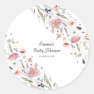 Baby in Bloom Wildblume Babydusche Runder Aufkleber