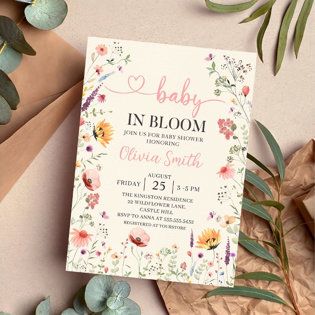 Baby in Bloom Wildblume Bloral Baby Dusche Einladung (Von Creator hochgeladen)