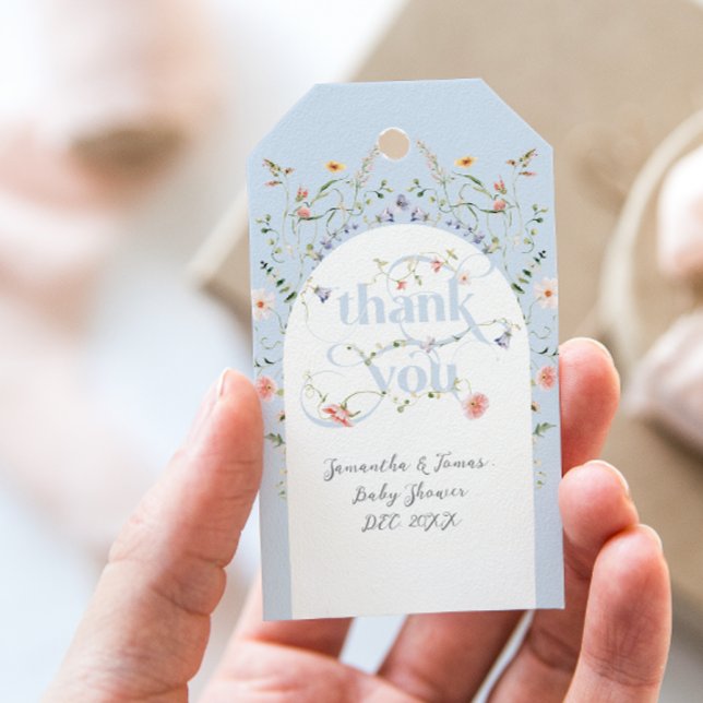 Baby in Bloom Wildblume Blue Boy Baby Dusche Geschenkanhänger (Von Creator hochgeladen)