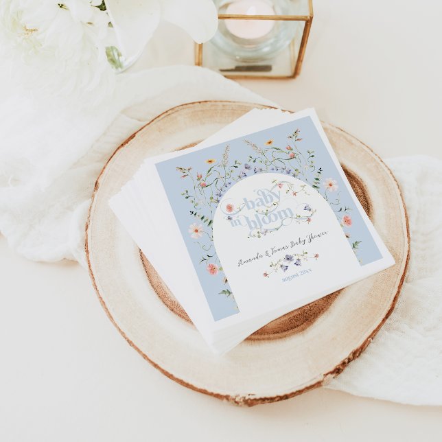 Baby in Bloom Wildblume Blue Boy Baby Dusche Serviette (Von Creator hochgeladen)