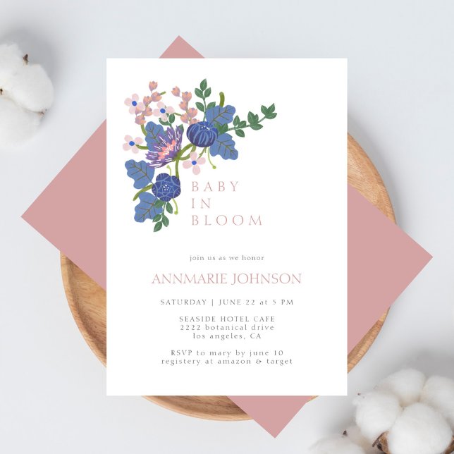 Baby in Bloom Wildblume Blumenrosa Babydusche Einladung (Von Creator hochgeladen)