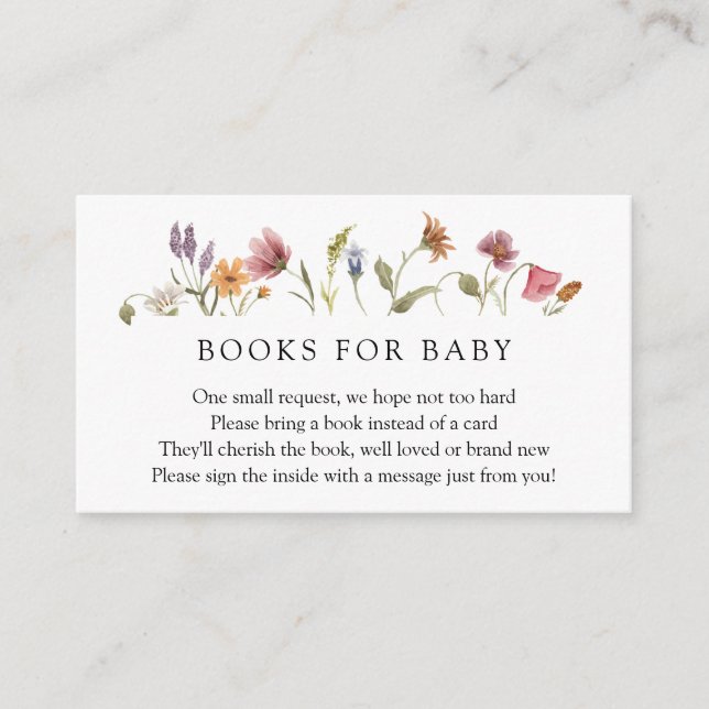 Baby in Bloom Wildblume Bücher für Babyanfrage Begleitkarte (Vorderseite)