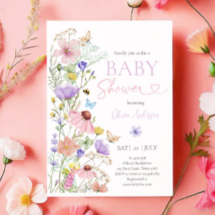 Baby in Bloom Wildblume Butterflies Babydusche Einladung