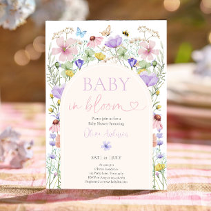 Baby in Bloom Wildblume Butterflies Babydusche Einladung