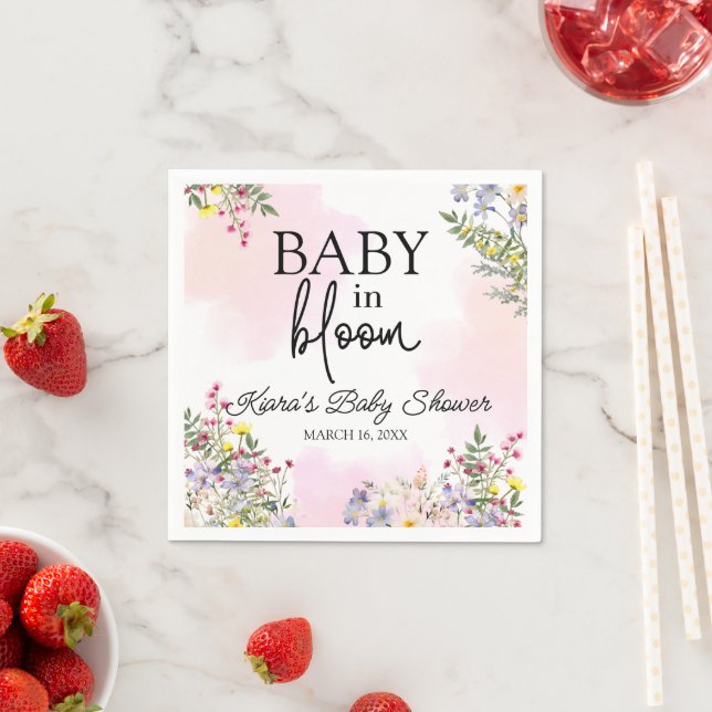 Baby in Bloom Wildblume Cocktail Napkin Serviette (Beispiel)