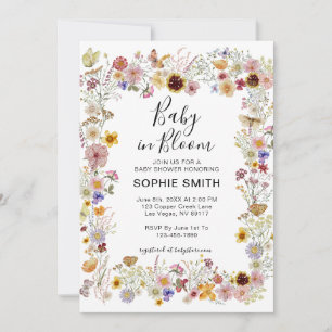 Baby in Bloom Wildblume Dusty Rose Kinderdusche Einladung