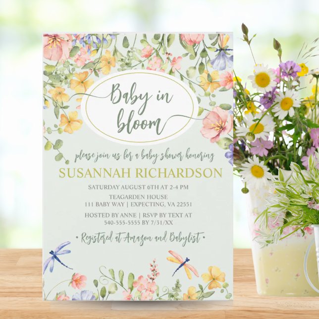 Baby in Bloom Wildblume Garden Kinderdusche Einladung (Baby in Bloom Wildflower Garden Baby Shower Invitation)