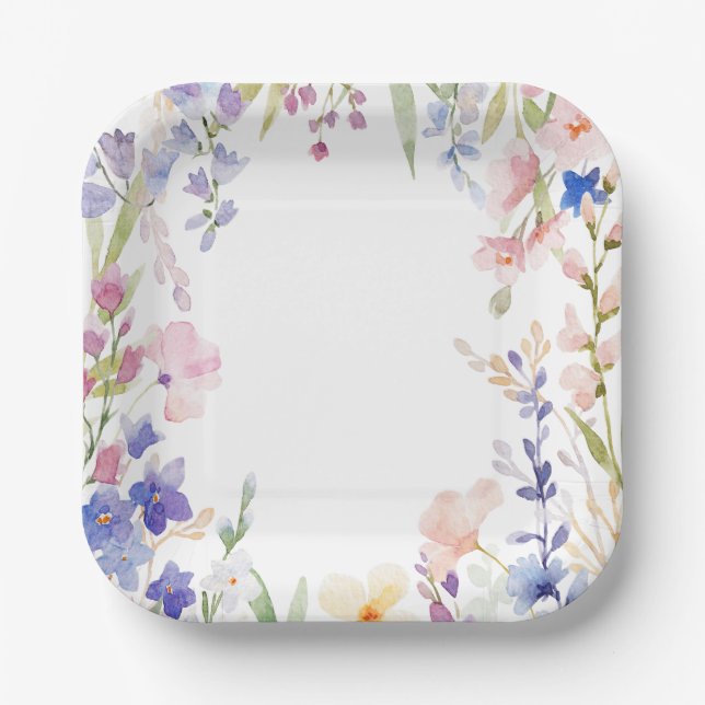 Baby in Bloom Wildblume Garden Kinderdusche Pappteller (Vorderseite)