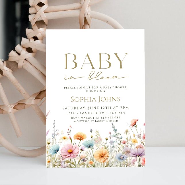 Baby in Bloom Wildblume Gender Neutra Baby Dusche Einladung (Von Creator hochgeladen)
