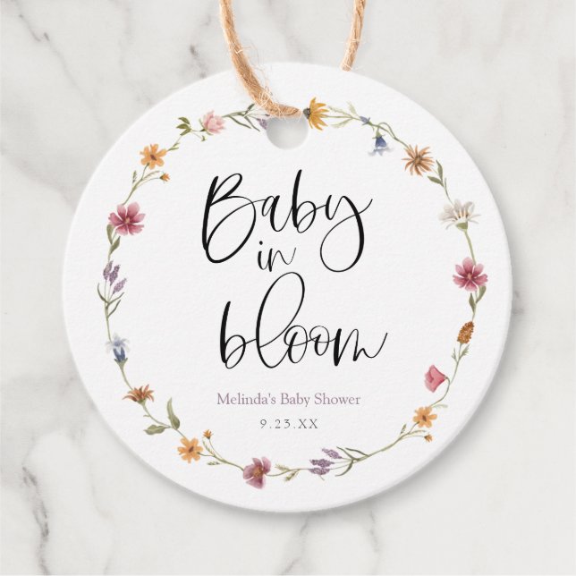 Baby in Bloom-Wildblume Geschenkanhänger (Vorderseite)