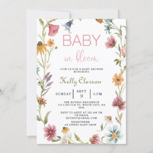 Baby in Bloom Wildblume Girl Baby Dusche Einladung