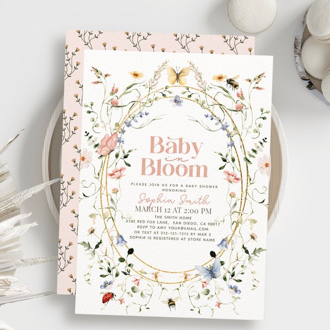 Baby in Bloom Wildblume Girl Babydusche Einladung (Von Creator hochgeladen)