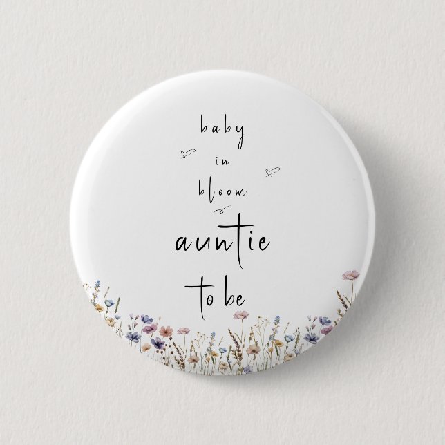 Baby in Bloom Wildblume Kinderdusche Button (Vorderseite)