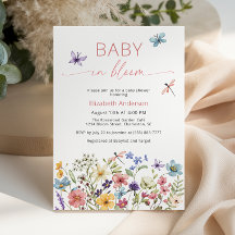 Baby in Bloom Wildblume Kinderdusche Einladung