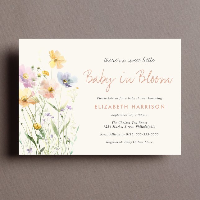Baby in Bloom Wildblume Kinderdusche Einladung (Von Creator hochgeladen)