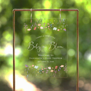 Baby in Bloom Wildblume Kinderdusche Willkommen Acrylschild