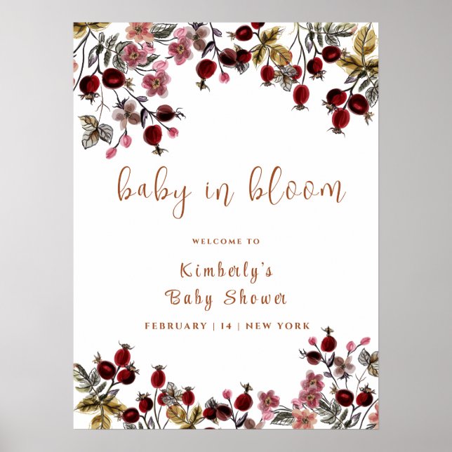 Baby in Bloom Wildblume Kinderdusche willkommen Poster (Vorne)