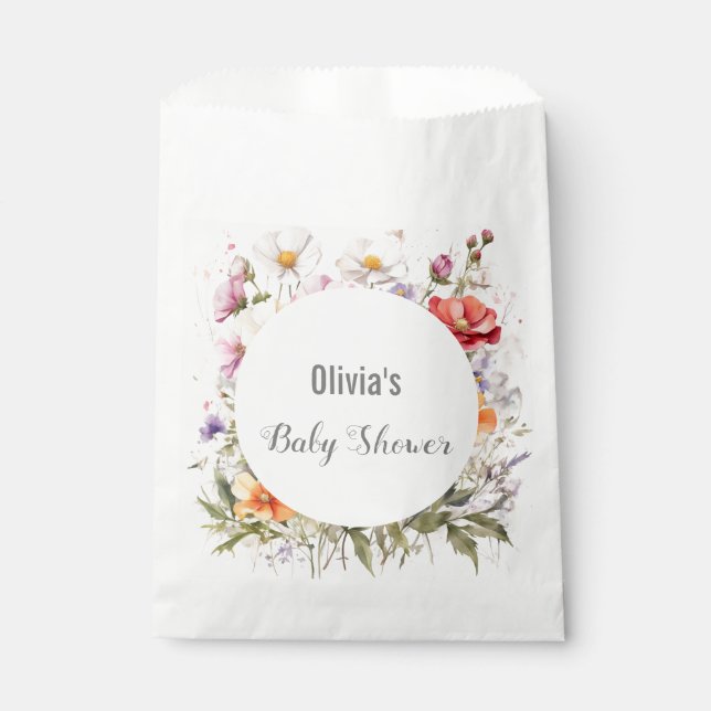 Baby in Bloom Wildblume Lilac Babydusche Geschenktütchen (Vorderseite)