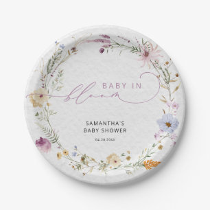 Baby in Bloom Wildblume Moderne Babydusche Pappteller