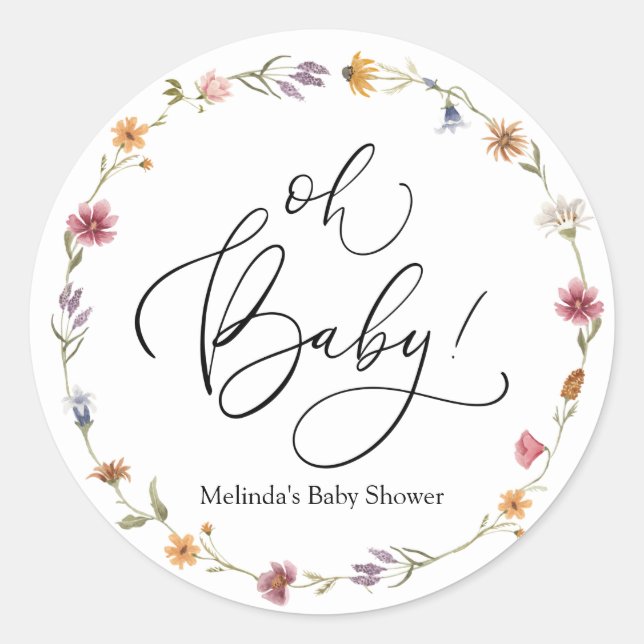 Baby in Bloom Wildblume Oh Baby Fevor Runder Aufkleber (Vorderseite)