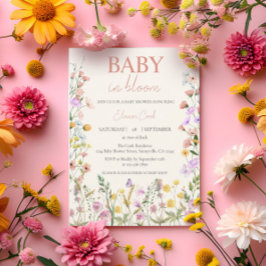 Baby in Bloom Wildblume Pink Girl QR Kinderdusche Einladung