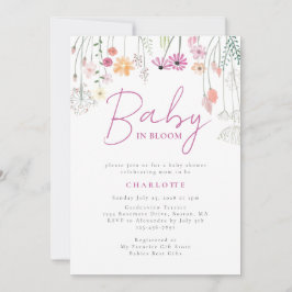 Baby in Bloom Wildblume Rosa Kinderdusche Einladung