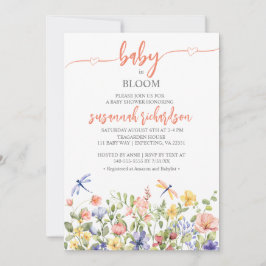 Baby in Bloom Wildblume Thema Kinderdusche Einladung
