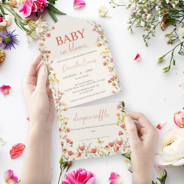 Baby in Bloom Wildblume Tulip Kinderdusche All In One Einladung (Von Creator hochgeladen)