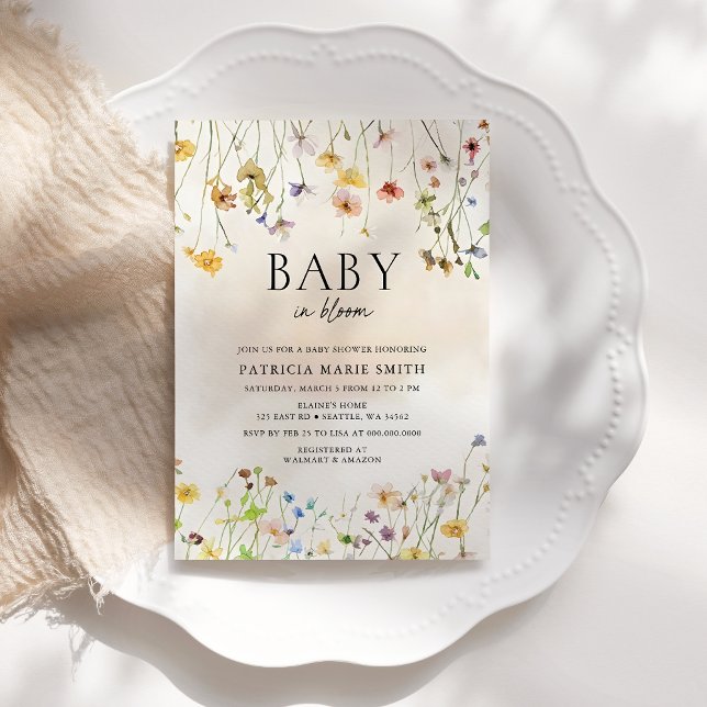 Baby in Bloom Wildblumen Baby Girl Baby Dusche Einladung (Baby in Bloom Wildflowers Baby Girl Baby Shower Invitation)