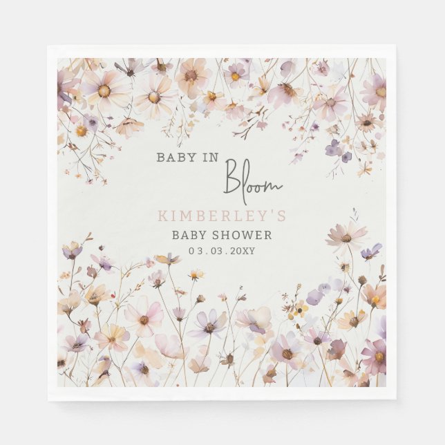 Baby in Bloom Wildblumen Baby Girl Baby Dusche Serviette (Vorderseite)