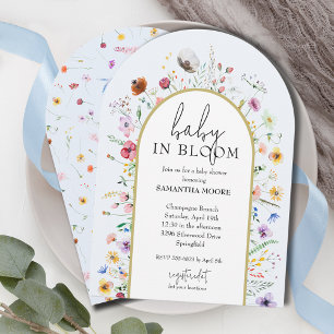 Baby in Bloom Wildblumen Babydusche Arsch oben Einladung