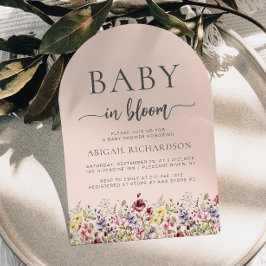 Baby in Bloom Wildblumen Blush Arch Baby Dusche Einladung