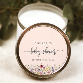 Baby in Bloom Wildblumen Blush Pink Baby Dusche Runder Aufkleber