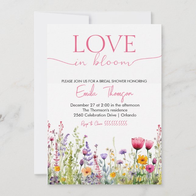 Baby in Bloom Wildblumen Brautparty Einladung (Vorderseite)
