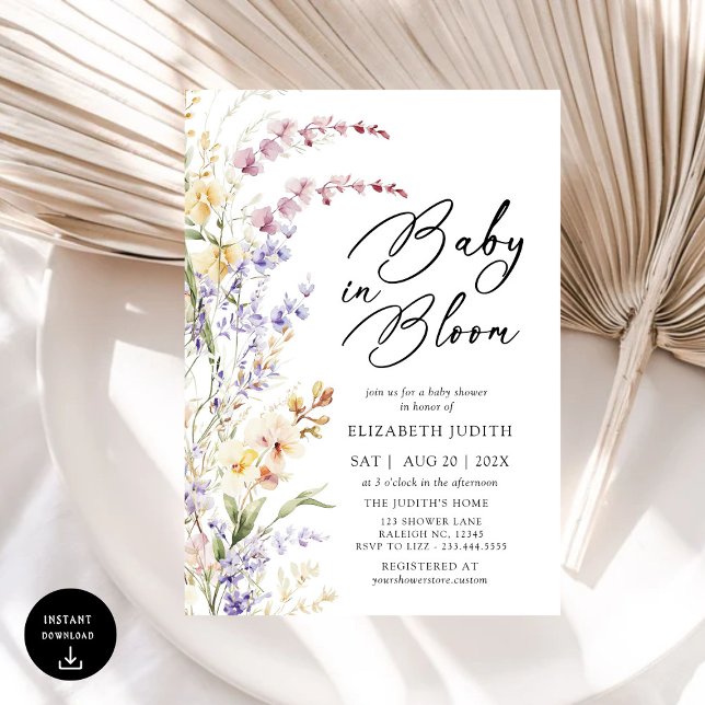Baby in Bloom Wildblumen Kinderdusche Einladung (Von Creator hochgeladen)