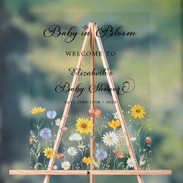 Baby in Bloom Wildblumen Kinderdusche Willkommen Acrylschild