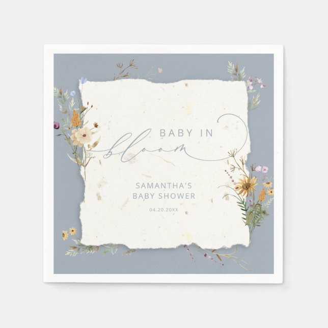 Baby in Bloom Wildblumen Niedlich Babydusche Serviette (Vorderseite)