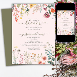 Baby in Bloom Wildflower-Baby-Party Einladung