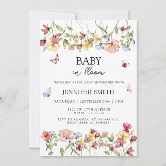 Baby in Bloom Wildflower-Baby-Party  Einladung