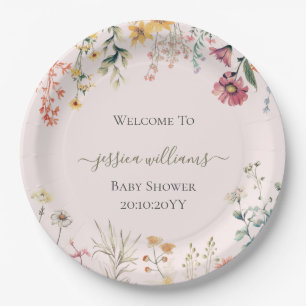Baby in Bloom Wildflower-Baby-Party Pappteller