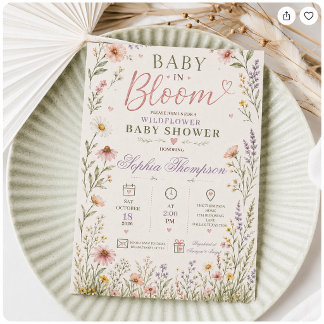 Baby in Bloom Wildflower Baby Shower Einladung