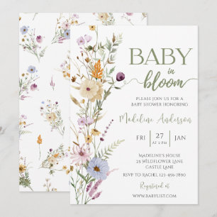 Baby in Bloom Wildflower Baby Shower-Einladung Einladung